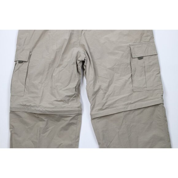 Vintage 90s Streetwear Mens XL Convertible Wide Leg Cargo Pants Shorts Beige - Picture 11 of 13